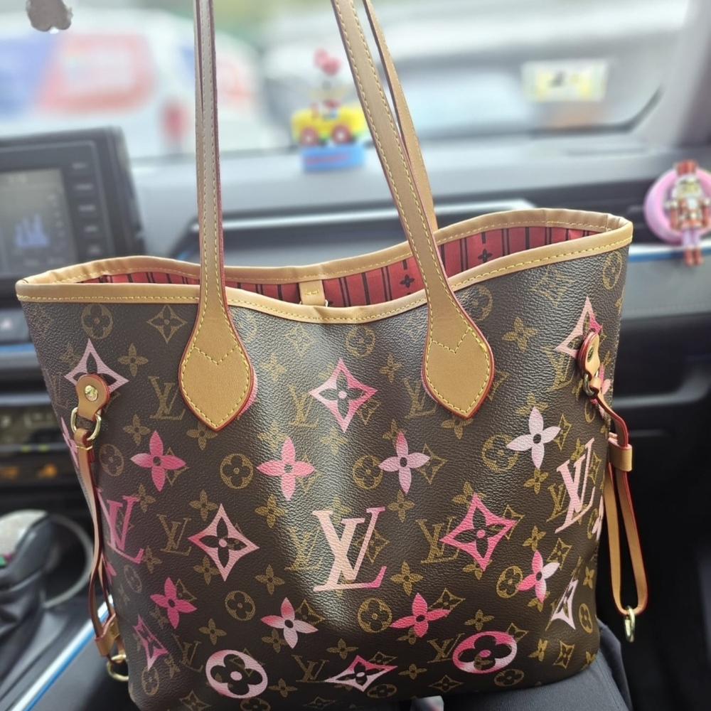 Brown and Pink Monogram Tote